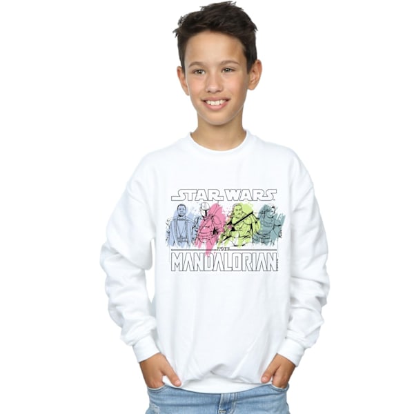 Star Wars Boys The Mandalorian Karaktär Pose Sweatshirt 5-6 År White 5-6 Years