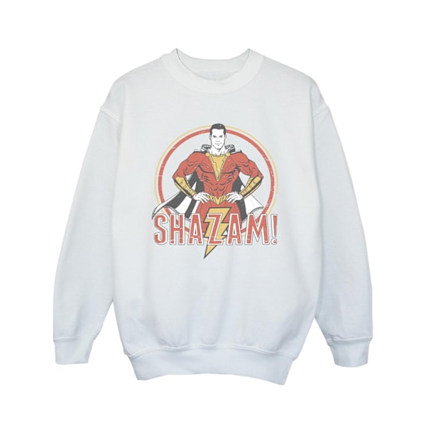 DC Comics Girls Shazam Retro Circle Distressed Sweatshirt 7-8 år White 7-8 Years