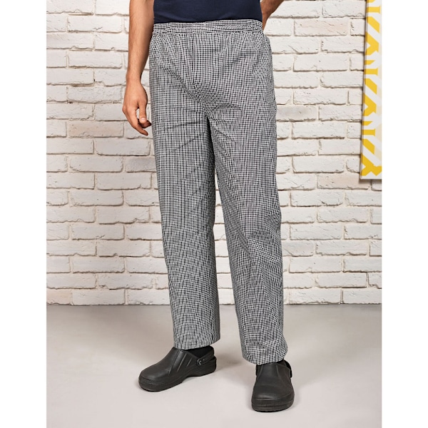 Premier Unisex Dragkedjor Kockbyxor / Catering Arbetskläder XS Bl Black/White Check XS