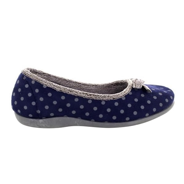 Sleepers Dam/Dam Louise Polka Dot Bow Tofflor 4 UK Marinblå Navy 4 UK