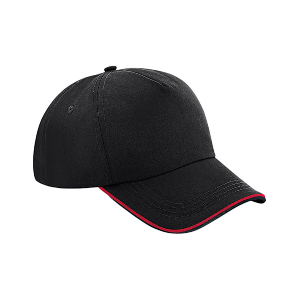 Beechfield Authentic Piped 5 Panel Cap One Size Svart/Klassisk Röd Black/Classic Red One Size