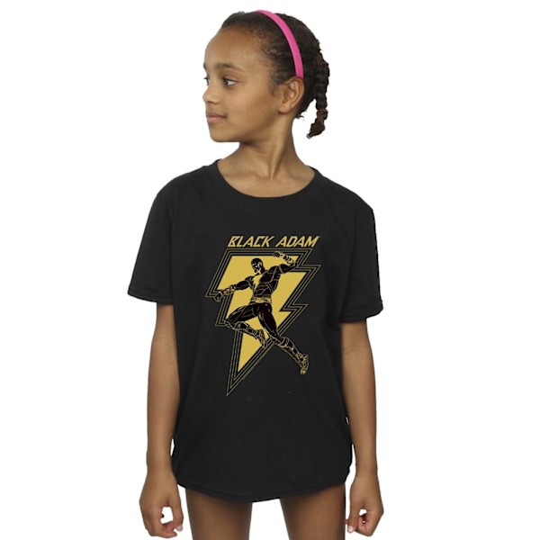 DC Comics Girls Black Adam Golden Bolt Chest Bomull T-shirt 3-4 Black 3-4 Years