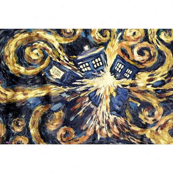 Doctor Who Exploding Tardis Poster En Storlek Guld/Blå Gold/Blue One Size