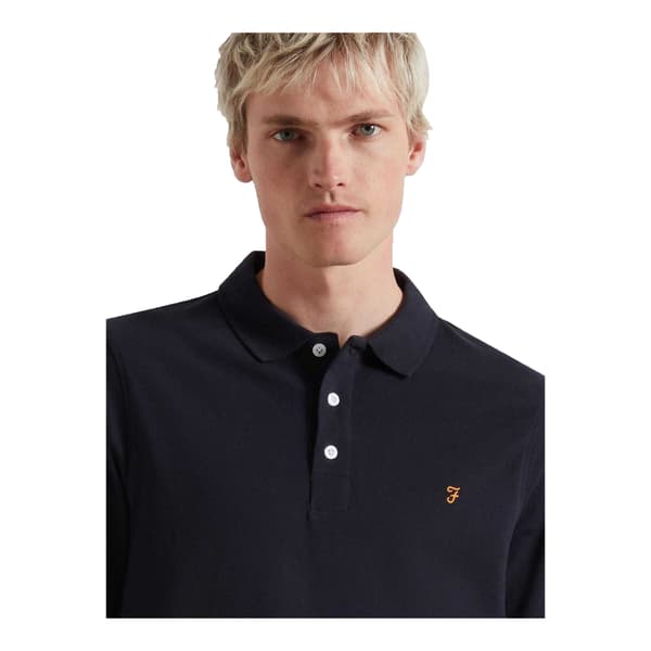 Farah Herr bomullsblandning långärmad pikétröja M True Navy True Navy M