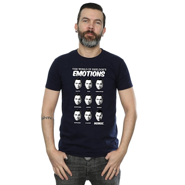 The Big Bang Theory Herr Emotions Sheldon Bomull T-shirt L Marinblå Navy Blue L