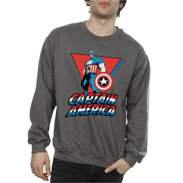 Marvel Herr Captain America Stående Sweatshirt M Charcoal Charcoal M