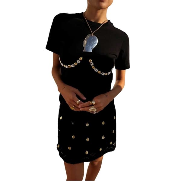Never Fully Dressed Dam/Dam Embellished Virkad Minikjol Black 8 UK