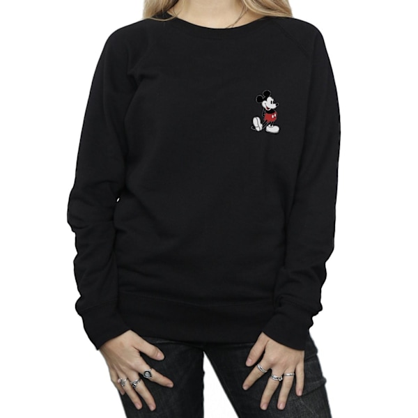 Disney Dam/Kvinnor Mickey Mouse Kickin Retro Bröst Sweatshirt Black L
