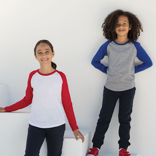 Skinni Minni Barn/Barn Long Sleeve Baseball T-Shirt 11-12 White / Red 11-12 Years