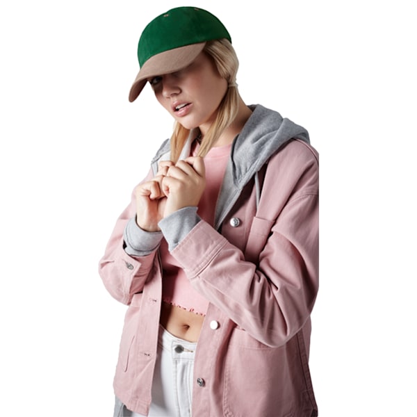 Beechfield Unisex Lågprofil Tung Borstad Bomulls Basebollkeps Forest/Taupe One Size