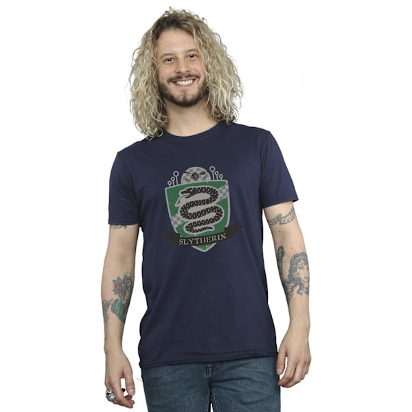 Harry Potter T-shirt för män med Slytherin-bröstmärke, S, marinblå Navy Blue S