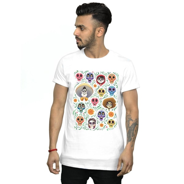 Disney Mens Coco Heads Pattern T-Shirt 5XL Vit White 5XL