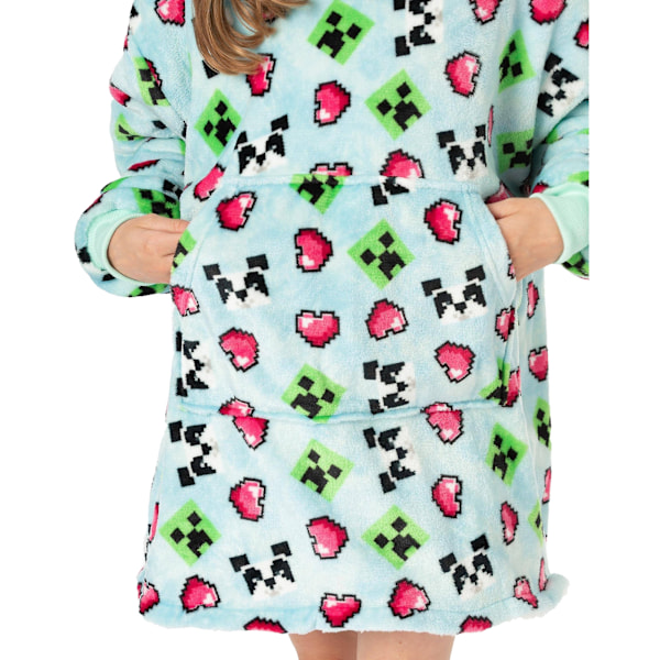 Minecraft Flickor Panda Hoodie Filt En Storlek Pastellblå Pastel Blue One Size
