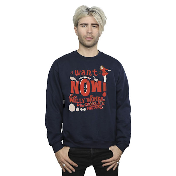 Willy Wonka Herr Verruca Salt Jag Vill Ha Den Nu Sweatshirt M Marinblå B Navy Blue M