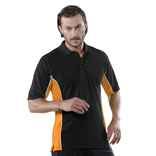 Gamegear® Herr Track Pique Kortärmad Polotröja Topp 2XL Svart Black/Orange/White 2XL