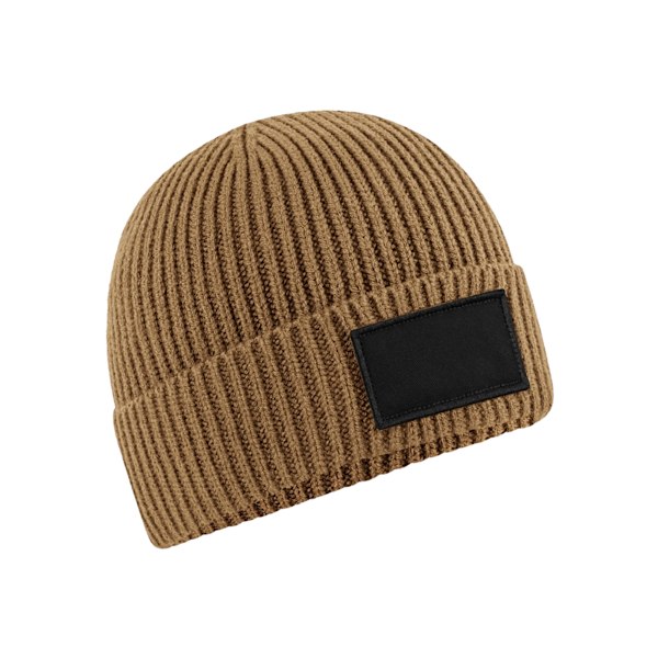 Beechfield Unisex Vuxen Fashion Patch Beanie One Size Biscuit/Svart Biscuit/Black One Size