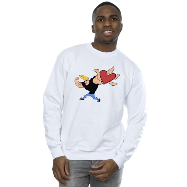 Johnny Bravo Herr Hjärta Present Sweatshirt S Vit White S