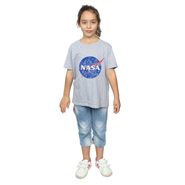 NASA Girls Classic Insignia Logo Distressed Cotton T-Shirt 9-11 Sports Grey 9-11 Years