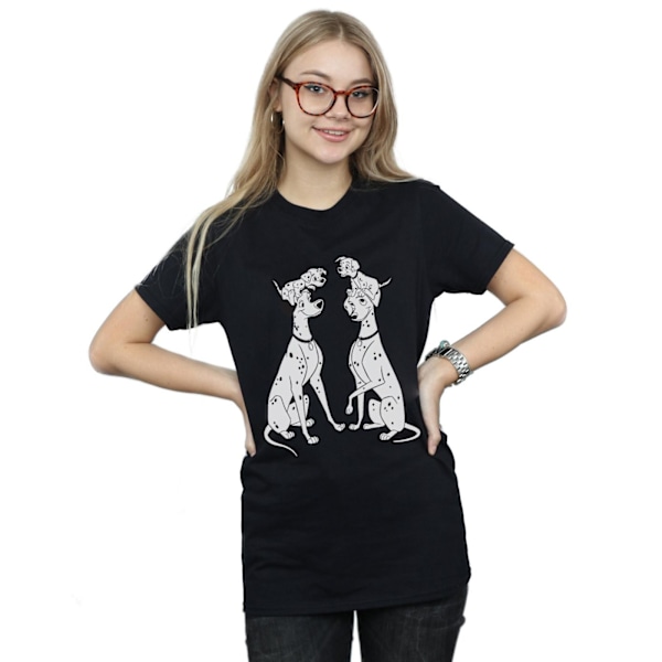 Disney Dam/Kvinnor 101 Dalmatiner Familj Bomull Boyfriend T-Shirt XL Svart Black XL
