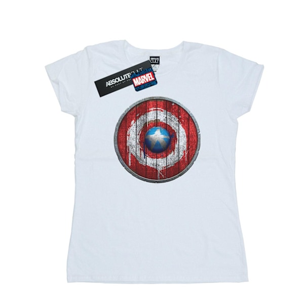 Marvel Dam/Kvinnor Captain America Träsköld Bomull T-shirt White XL