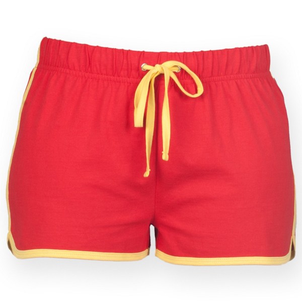Skinni Fit Dam/Kvinnor Retro Träning / Fitness Sport Shorts Red/ Yellow M