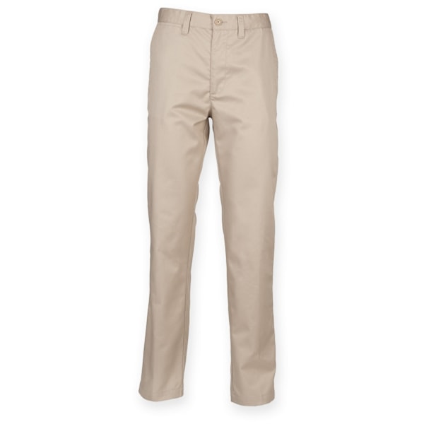 Henbury herr 65/35 platta framsida Chino byxor 30R sten Stone 30R