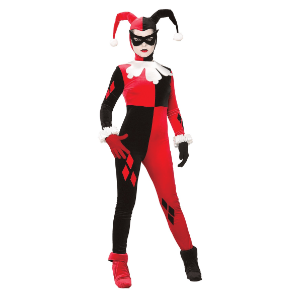 Harley Quinn Dam/Dam Kostym S Svart/Röd Black/Red S