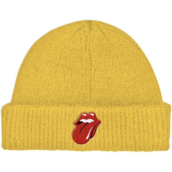 The Rolling Stones 72 Logo Roll Up Beanie One Size Mustard Yell Mustard Yellow One Size