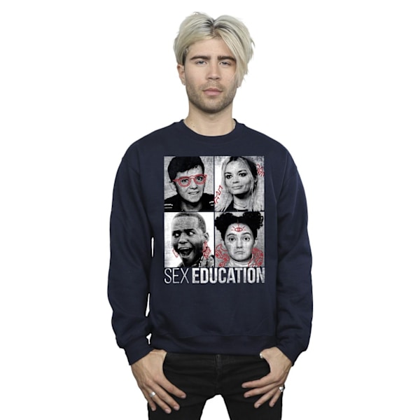 Netflix Mens Sex Education Class Photos Sweatshirt 5XL Marinblå Navy Blue 5XL