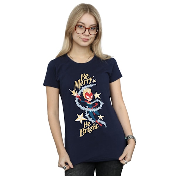 Marvel Dam/Damer Be Merry Be Bright Bomull T-shirt XXL Marinblå Navy Blue XXL