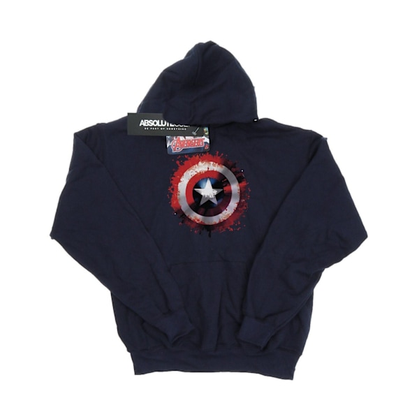 Marvel Girls Avengers Captain America Art Shield Hoodie 5-6 år Navy Blue 5-6 Years