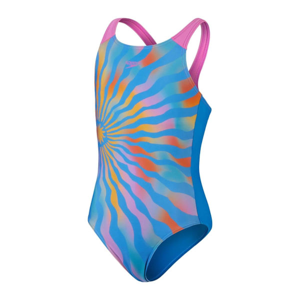 Speedo Flickor Tryckt Baddräkt i Ett Stycke 5-6 År Blå/Gul Blue/Yellow 5-6 Years