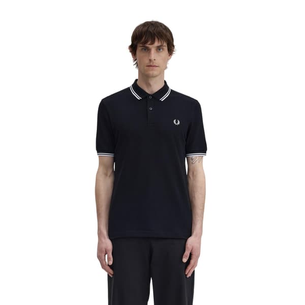Fred Perry Herr Twin Tip Pikétröja XL Svart Black XL