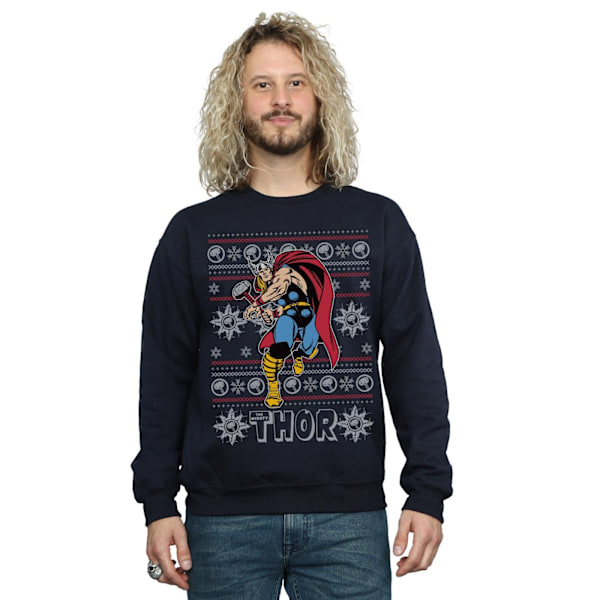 Marvel Herr Thor Fair Isle Sweatshirt L Mörkblå Deep Navy L