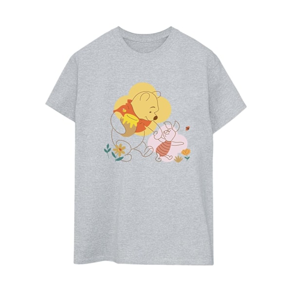 Disney Dam/Damer Winnie The Pooh Piglet Bomull Boyfriend T- Sports Grey L