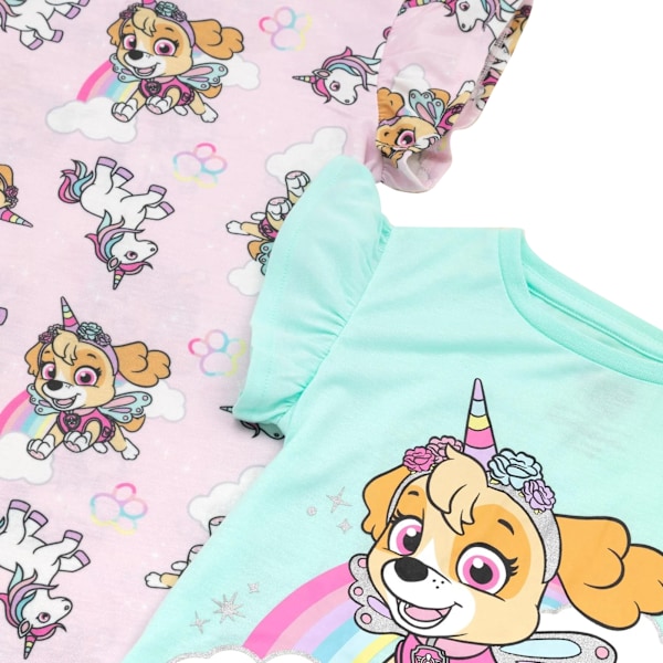 Paw Patrol Girls Skye Unicorn Nightie (2-pack) 5-6 år Rosa/Blå Pink/Blue 5-6 Years