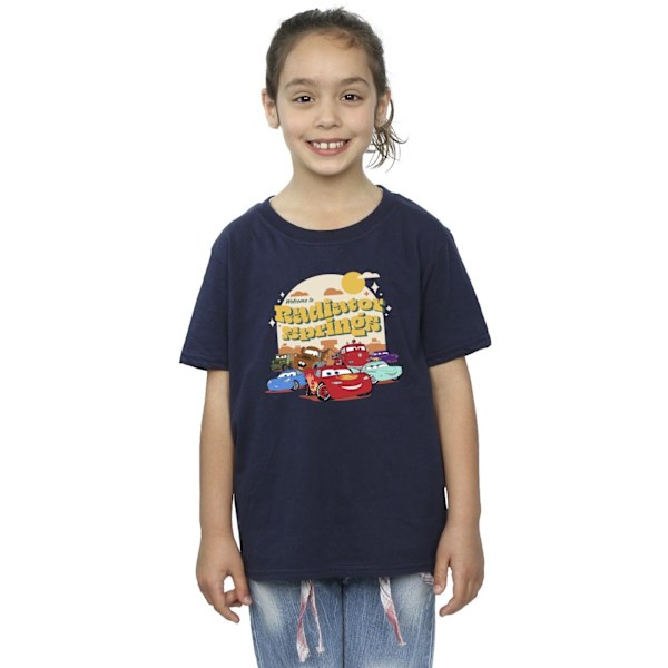 Disney Girls Cars Radiator Springs Group Bomull T-shirt 9-11 år Navy Blue 9-11 Years