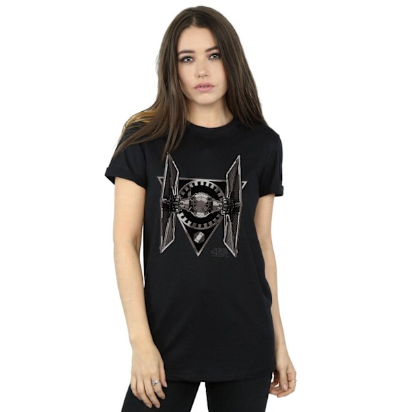 Star Wars Dam/Damer The Last Jedi TIE Fighter Bomull Boyfriend T-shirt L Svart Black L