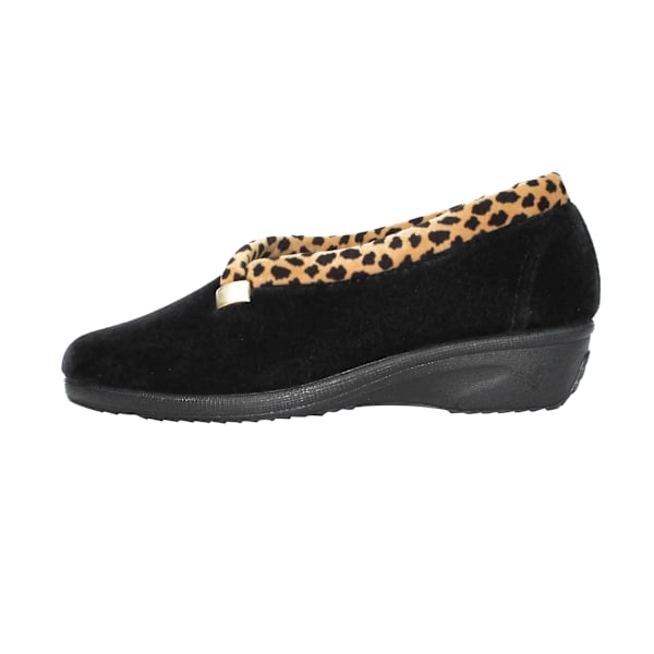 Lunar Dam/Dam Paloma Leopardmönstrade Tofflor 3 UK Svart Black 3 UK