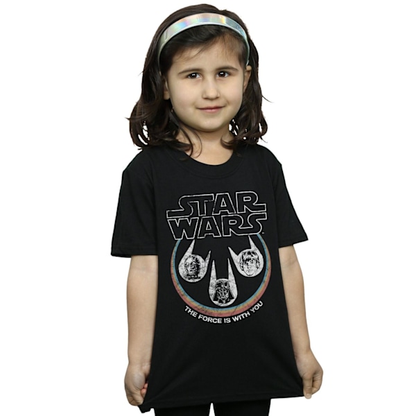 Star Wars Retro Heads Bomull T-shirt för flickor 5-6 år Svart Black 5-6 Years