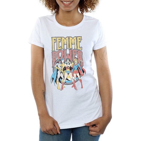 DC Comics Dam/Kvinnor Femme Power Bomull Boyfriend T-Shirt L White L