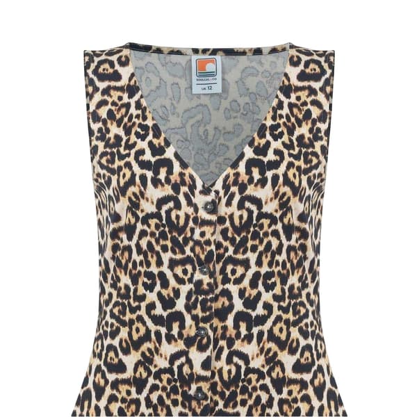 SoulCal Dam V-ringad Ärmlös Midiklänning 12 UK Leopard Leopard 12 UK