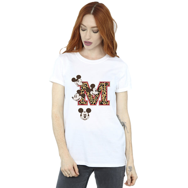 Mickey Mouse Dam/Dam T-shirt i bomull med M-ansikten, Boyfriend-modell, 3XL White 3XL