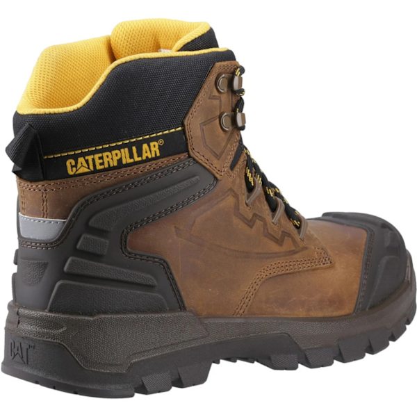 Caterpillar Striver XL 6 Säkerhetsstövlar i Läder för Män, Storlek 46 (13 UK), Mörkbrun Dark Beige/Black/Yellow 13 UK
