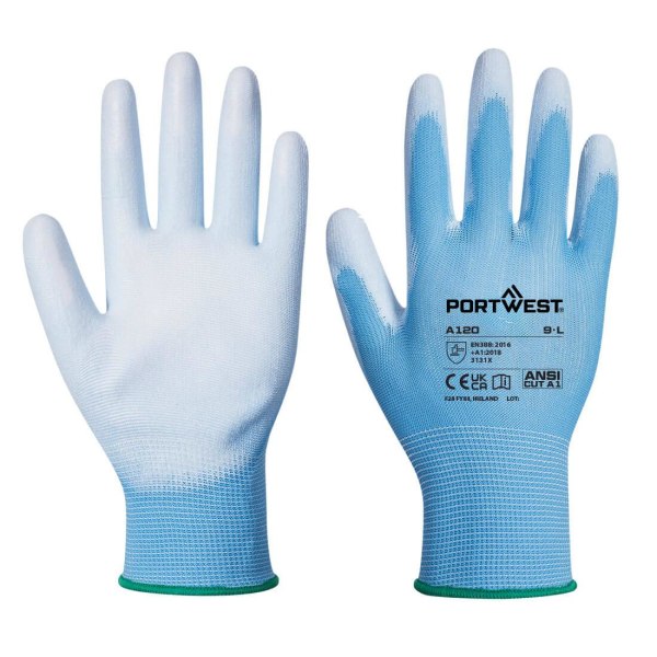 Portwest A120 PU Palm Grip Handskar XXL Blå Blue XXL