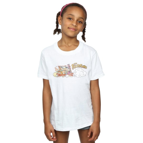 The Flintstones Girls Family Car Distressed Cotton T-Shirt 5-6 White 5-6 Years