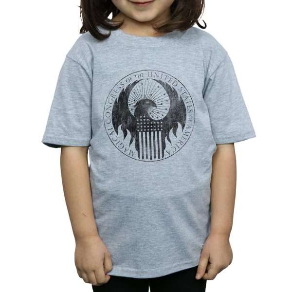 Fantastic Beasts Girls Distressed Magical Congress Cotton T-Shi Sports Grey 9-11 Years
