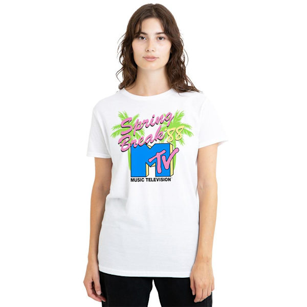MTV Unisex Vuxen Spring Break Neon Palm Trees T-Shirt L Vit White L