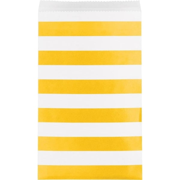 Creative Party Randig papper Treat Bag (paket med 15) 19,7 cm x 11 Yellow/White 19.7cm x 11.4cm