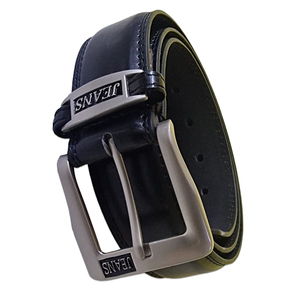 Duke Herr D555 Kenny Bälte i Limmat Läder, Storlek 52, Svart Black 52